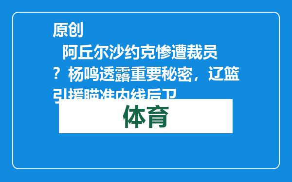 原创            阿丘尔沙约克惨遭裁员？杨鸣透露重要秘密，辽篮引援瞄准内线后卫