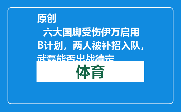 原创            六大国脚受伤伊万启用B计划，两人被补招入队，武磊能否出战待定
