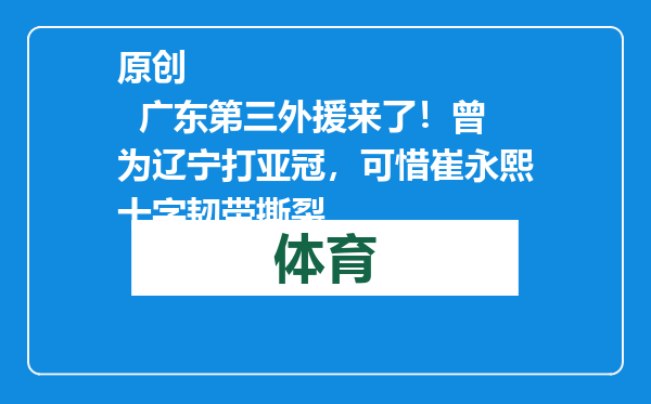原创            广东第三外援来了！曾为辽宁打亚冠，可惜崔永熙十字韧带撕裂