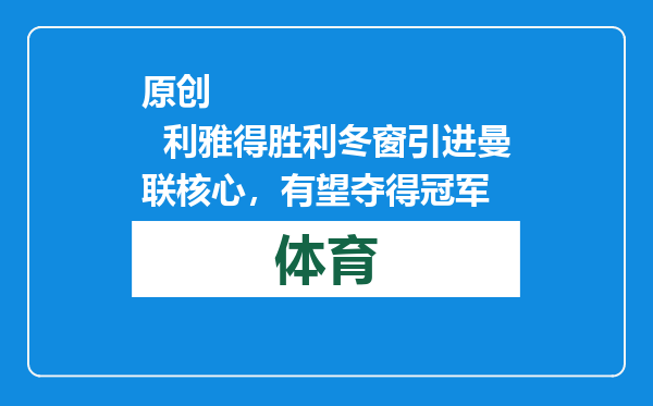 原创            利雅得胜利冬窗引进曼联核心，有望夺得冠军