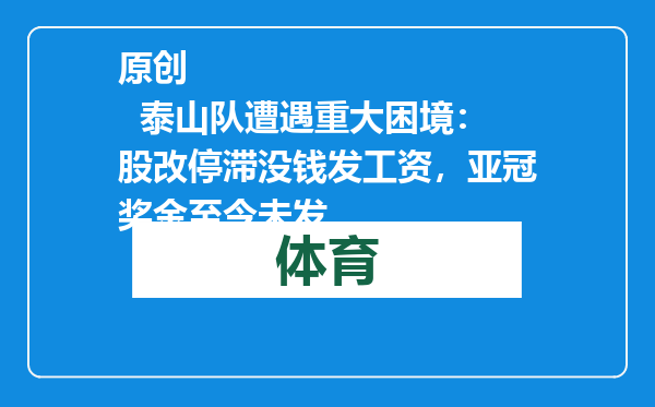 原创            泰山队遭遇重大困境：股改停滞没钱发工资，亚冠奖金至今未发