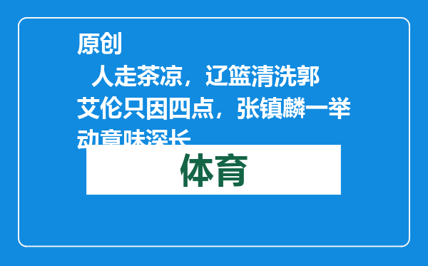原创            人走茶凉，辽篮清洗郭艾伦只因四点，张镇麟一举动意味深长