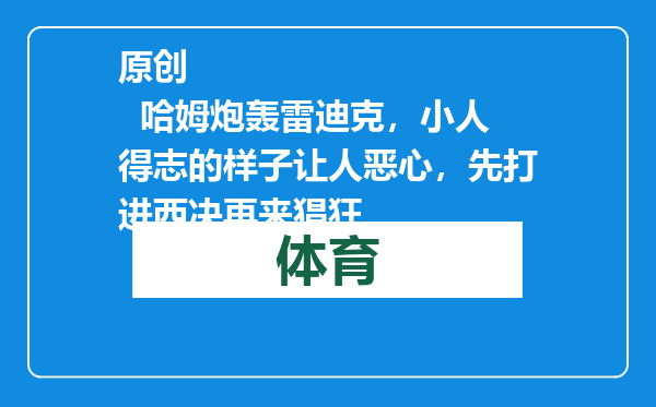 原创            哈姆炮轰雷迪克，小人得志的样子让人恶心，先打进西决再来猖狂