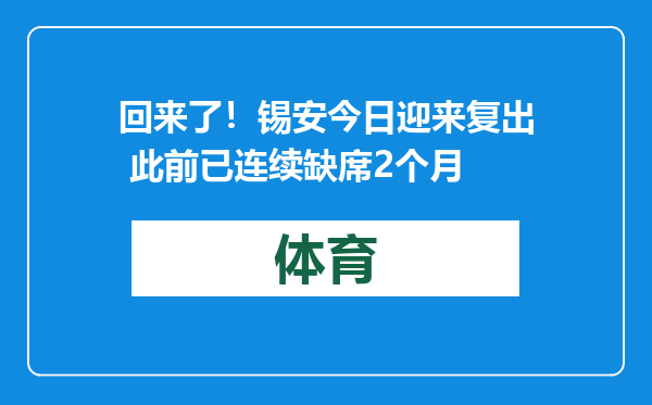 回来了！锡安今日迎来复出 此前已连续缺席2个月