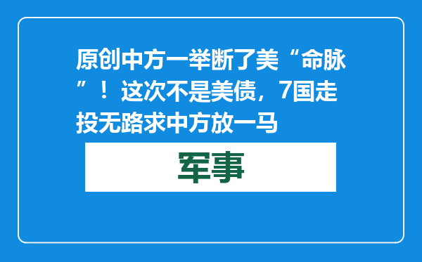 原创            中方一举断了美“命脉”！这次不是美债，7国走投无路求中方放一马