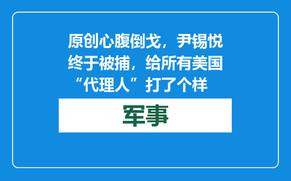 原创            心腹倒戈，尹锡悦终于被捕，给所有美国“代理人”打了个样