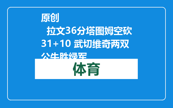 原创            拉文36分塔图姆空砍31+10 武切维奇两双公牛胜绿军