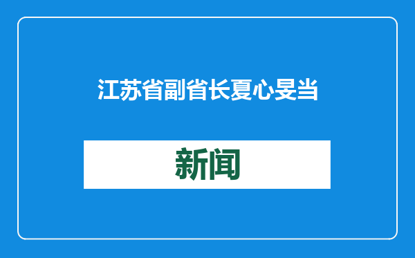 江苏省副省长夏心旻当选省人大常委会副主任