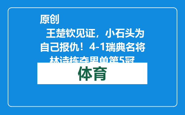 原创            王楚钦见证，小石头为自己报仇！4-1瑞典名将，林诗栋夺男单第5冠