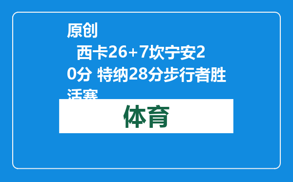 原创            西卡26+7坎宁安20分 特纳28分步行者胜活塞