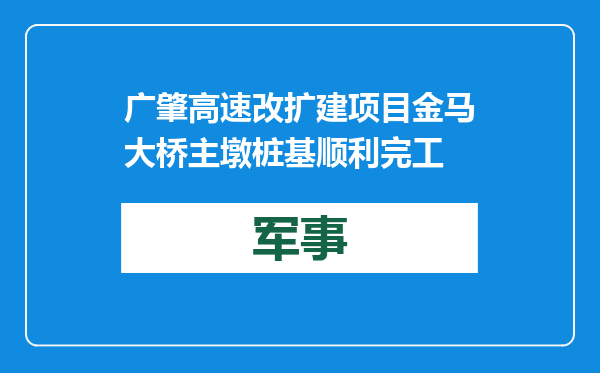 广肇高速改扩建项目金马大桥主墩桩基顺利完工