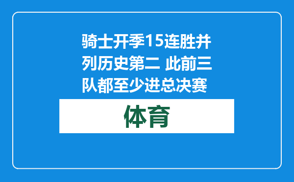 骑士开季15连胜并列历史第二 此前三队都至少进总决赛