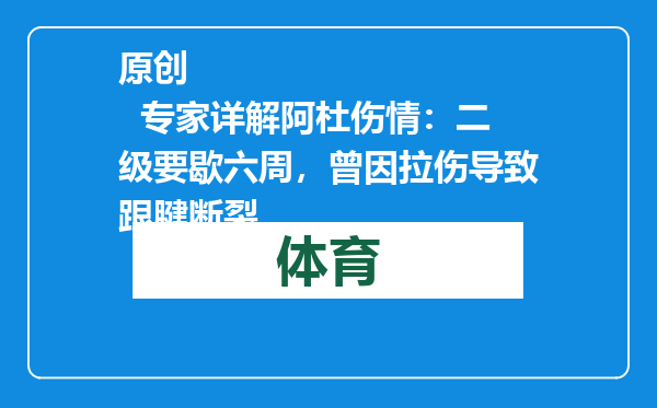 原创            专家详解阿杜伤情：二级要歇六周，曾因拉伤导致跟腱断裂