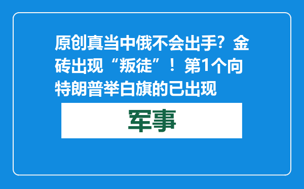 原创            真当中俄不会出手？金砖出现“叛徒”！第1个向特朗普举白旗的已出现
