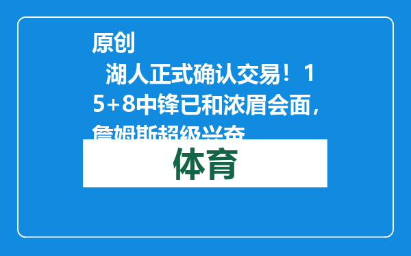 原创            湖人正式确认交易！15+8中锋已和浓眉会面，詹姆斯超级兴奋