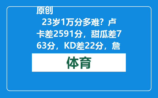原创            23岁1万分多难？卢卡差2591分，甜瓜差763分，KD差22分，詹姆斯呢