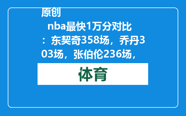 原创            nba最快1万分对比：东契奇358场，乔丹303场，张伯伦236场，詹姆斯呢