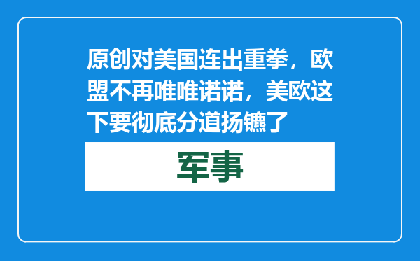 原创            对美国连出重拳，欧盟不再唯唯诺诺，美欧这下要彻底分道扬镳了
