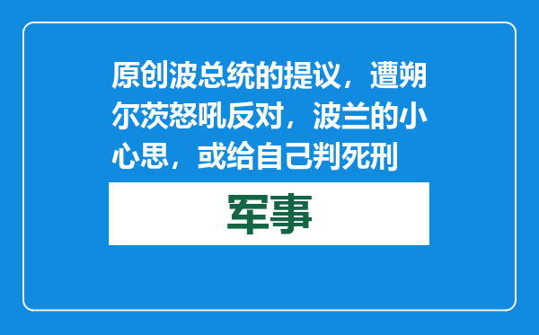 原创            波总统的提议，遭朔尔茨怒吼反对，波兰的小心思，或给自己判死刑