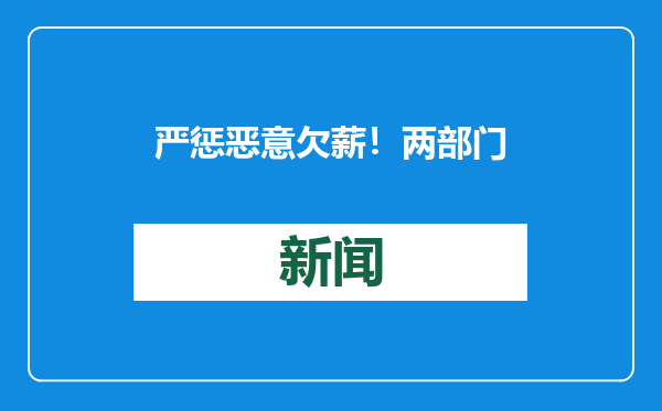 严惩恶意欠薪！两部门发布五起典型案例