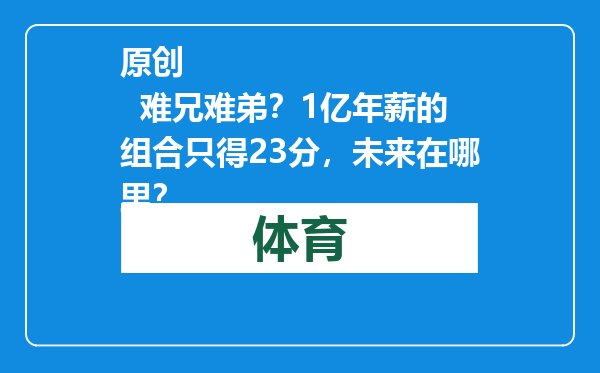 原创            难兄难弟？1亿年薪的组合只得23分，未来在哪里？