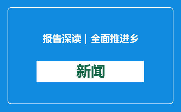 报告深读｜全面推进乡村振兴，如何扎实做好三个“更”
