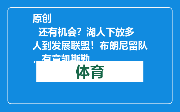 原创            还有机会？湖人下放多人到发展联盟！布朗尼留队，有意凯斯勒