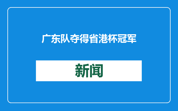 广东队夺得省港杯冠军