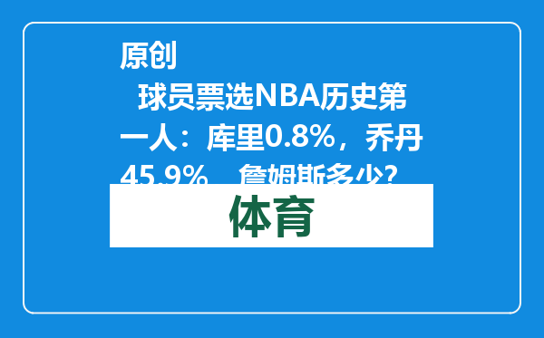 原创            球员票选NBA历史第一人：库里0.8%，乔丹45.9%，詹姆斯多少？