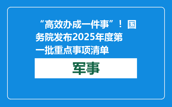 “高效办成一件事”！国务院发布2025年度第一批重点事项清单