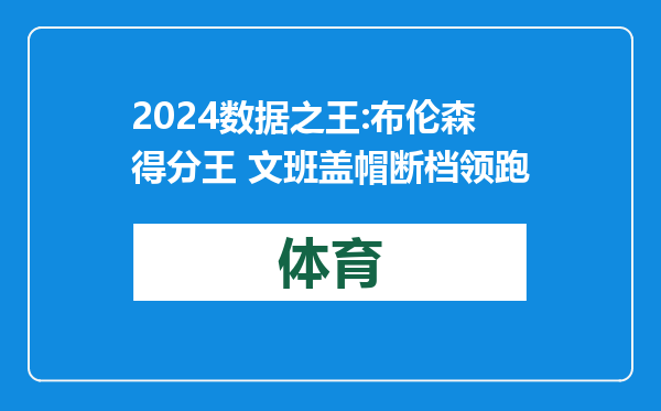 2024数据之王:布伦森得分王 文班盖帽断档领跑