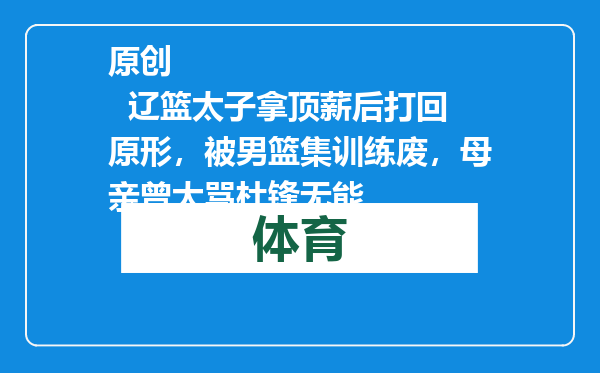 原创            辽篮太子拿顶薪后打回原形，被男篮集训练废，母亲曾大骂杜锋无能