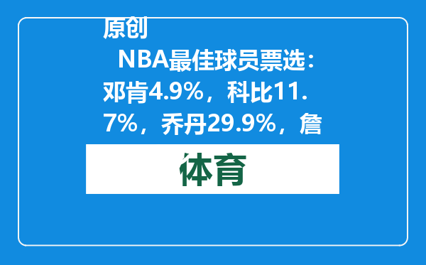 原创            NBA最佳球员票选：邓肯4.9%，科比11.7%，乔丹29.9%，詹姆斯多少
