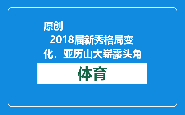 原创            2018届新秀格局变化，亚历山大崭露头角