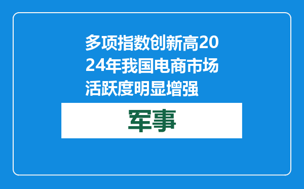 多项指数创新高 2024年我国电商市场活跃度明显增强