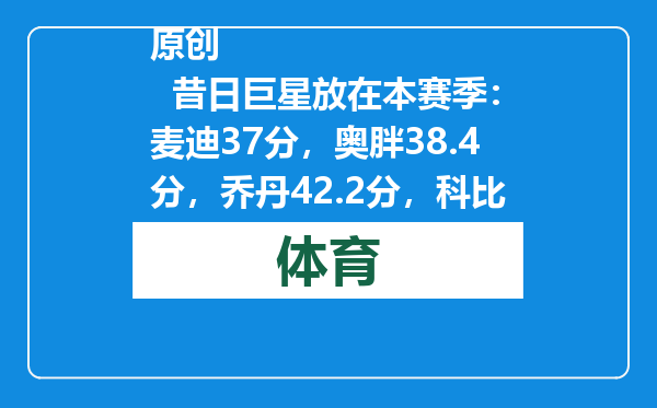 原创            昔日巨星放在本赛季：麦迪37分，奥胖38.4分，乔丹42.2分，科比呢