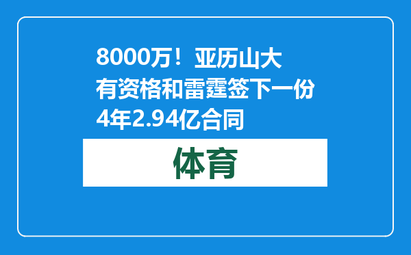 8000万！亚历山大有资格和雷霆签下一份4年2.94亿合同