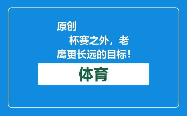 原创            杯赛之外，老鹰更长远的目标！