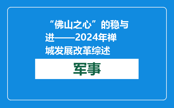“佛山之心”的稳与进——2024年禅城发展改革综述