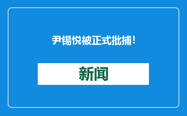 尹锡悦被正式批捕 ！