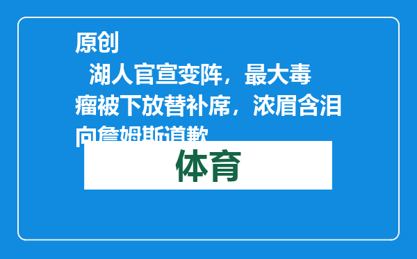 原创            湖人官宣变阵，最大毒瘤被下放替补席，浓眉含泪向詹姆斯道歉