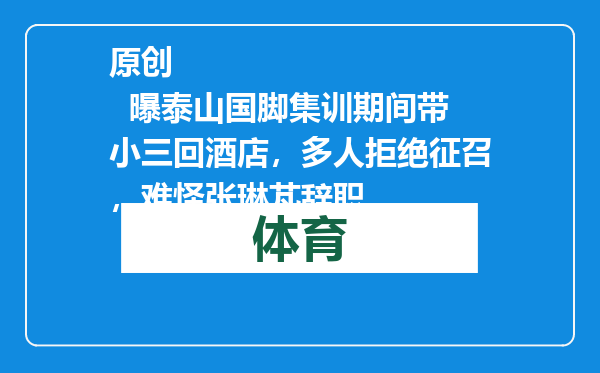 原创            曝泰山国脚集训期间带小三回酒店，多人拒绝征召，难怪张琳芃辞职
