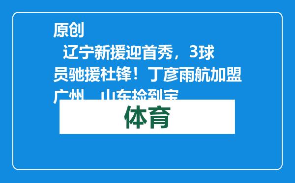 原创            辽宁新援迎首秀，3球员驰援杜锋！丁彦雨航加盟广州，山东捡到宝