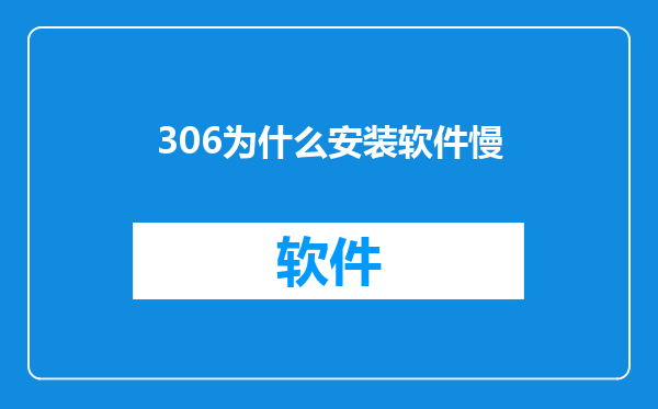306为什么安装软件慢