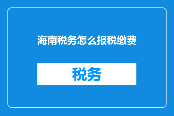海南税务怎么报税缴费