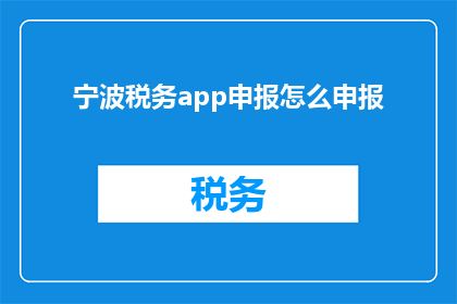 宁波税务app申报怎么申报(如何通过宁波税务app进行纳税申报？)