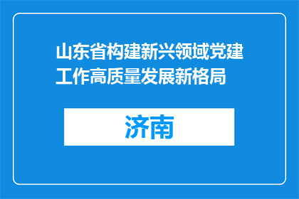 山东省构建新兴领域党建工作高质量发展新格局
