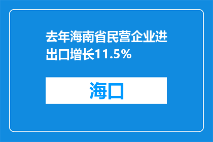 去年海南省民营企业进出口增长11.5%