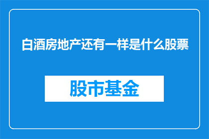 白酒房地产还有一样是什么股票(白酒房地产之外，还有哪些股票值得关注？)