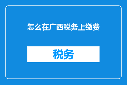 怎么在广西税务上缴费(如何正确在广西税务部门完成缴费流程？)